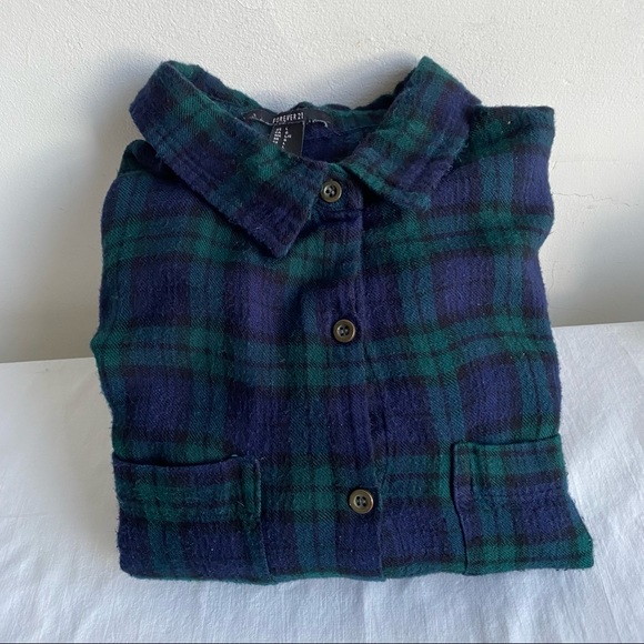 Forever 21 Plaid Tartan Flannel Shacket Shirt Roll Tab Sleeves - Picture 7 of 11